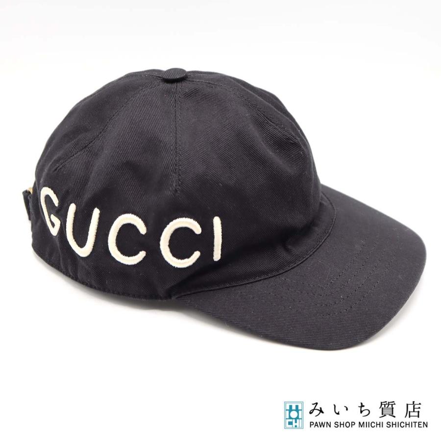 ミューさま専用　 GUCCI グッチ キャップM 58 cm 美品 質屋 GUCCI グッチ キャップ M 58cm ラブ ロゴ ブラック 帽子 服飾小物