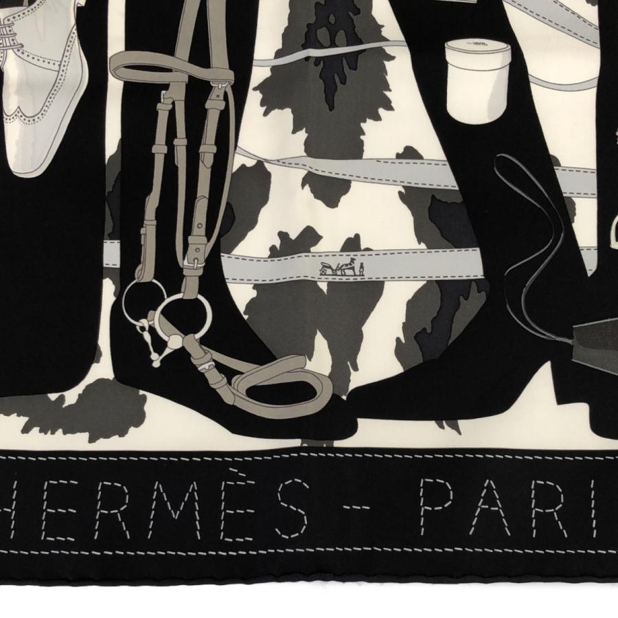質屋 HERMES エルメス カレ90 MONSIEUR ET MADAME スカーフ ブラック