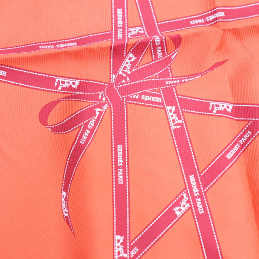 27577✨️エルメス スカーフ カレ40 ボルデュック リボン柄　レッド 質屋 HERMES エルメス カレ40 ボルデュック Bolduc au Carre スカーフ