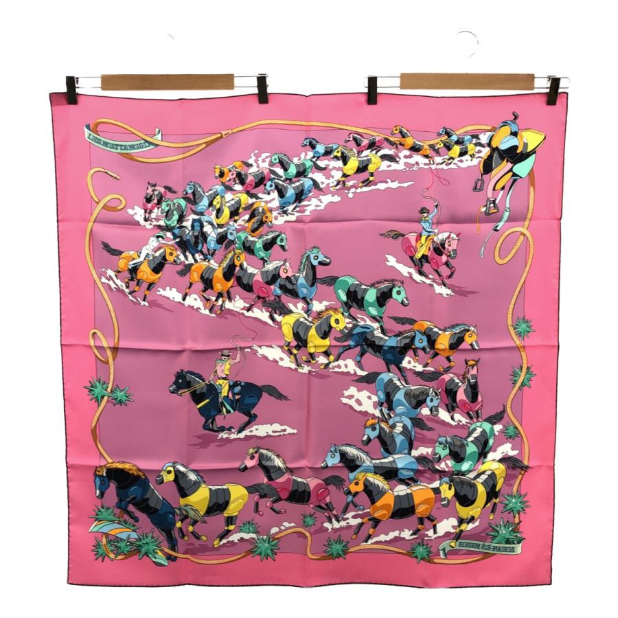 質屋 エルメス HERMES スカーフ カレ90 LES MUSTANGSII 野生馬II