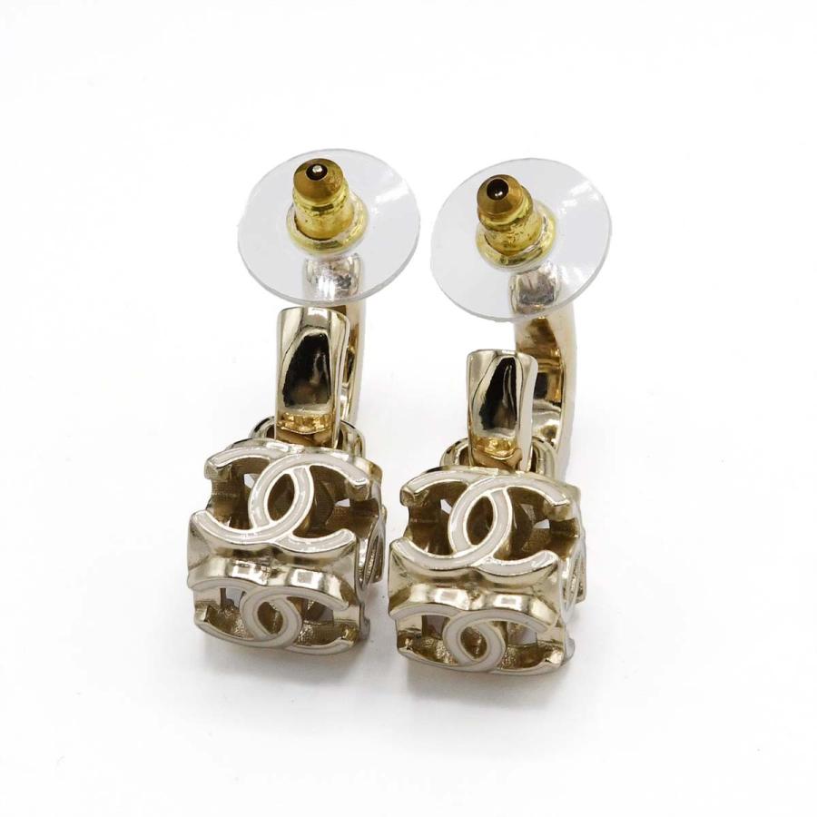 質屋 CHANEL シャネル ピアス A22K ココマーク フープ ダイス AB9567