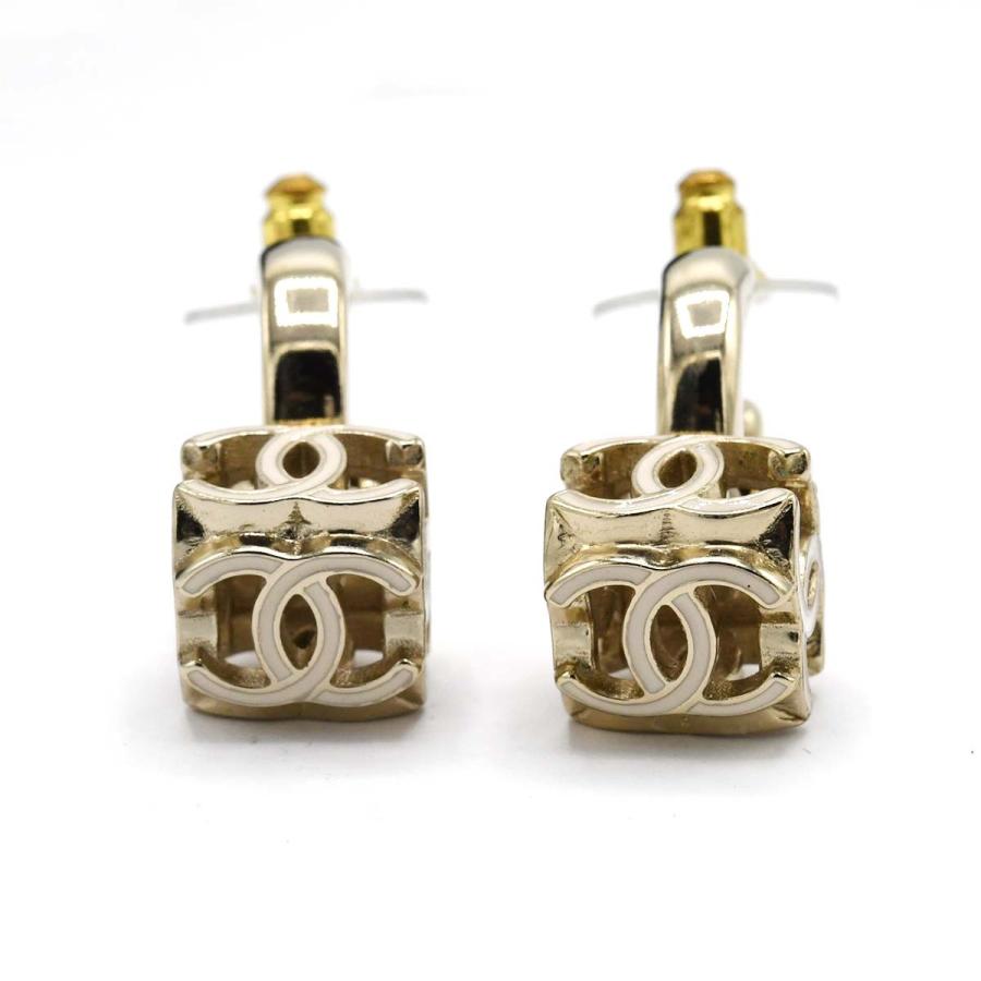 質屋 CHANEL シャネル ピアス A22K ココマーク フープ ダイス AB9567