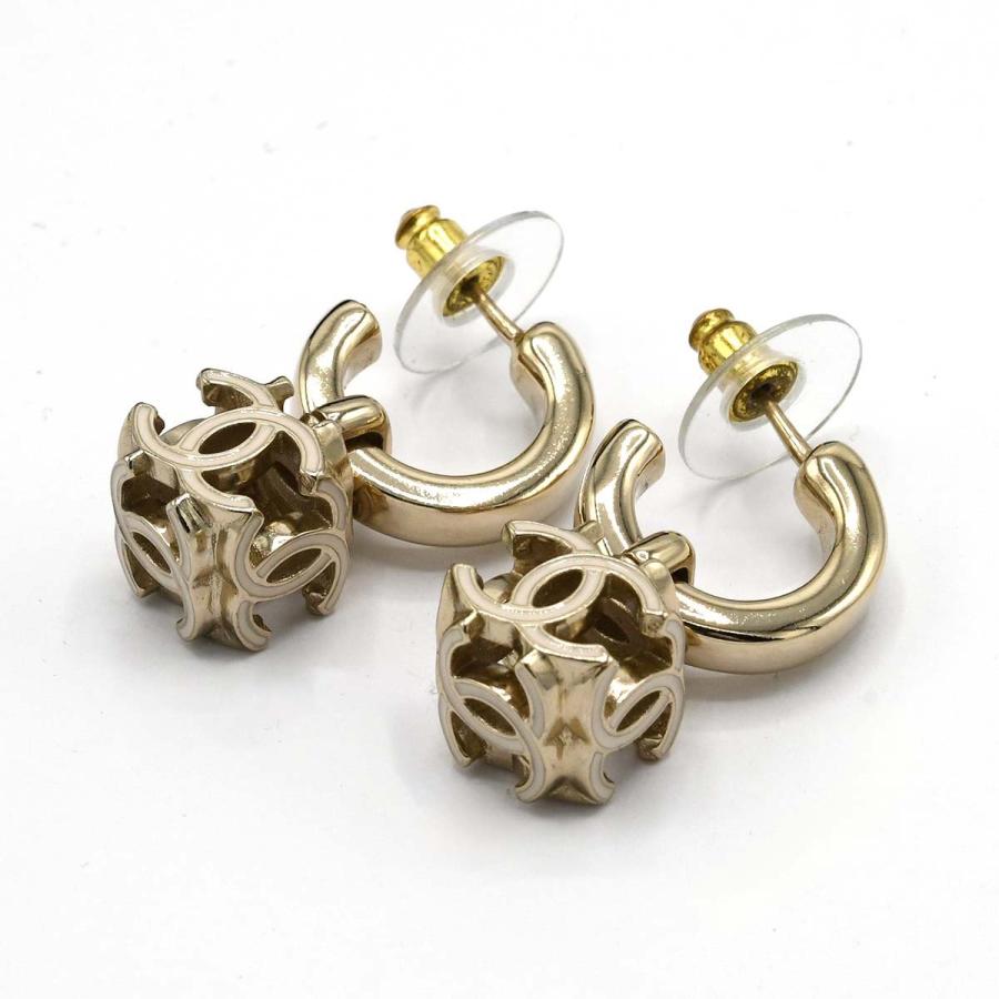 質屋 CHANEL シャネル ピアス A22K ココマーク フープ ダイス AB9567