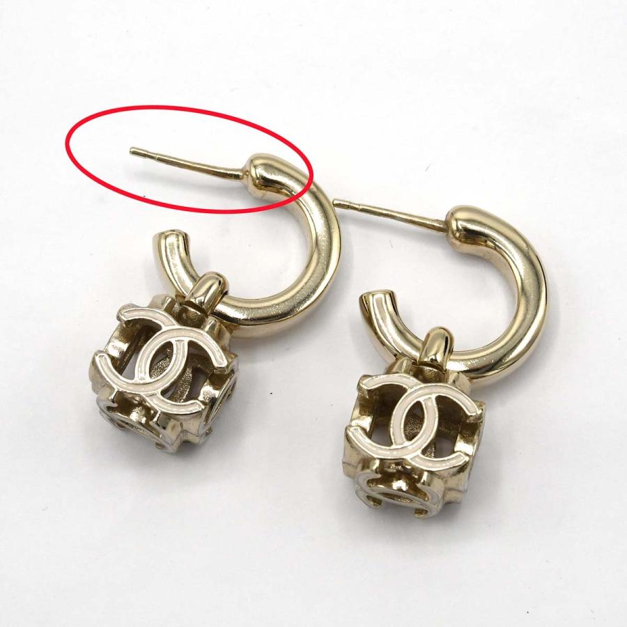 質屋 CHANEL シャネル ピアス A22K ココマーク フープ ダイス AB9567