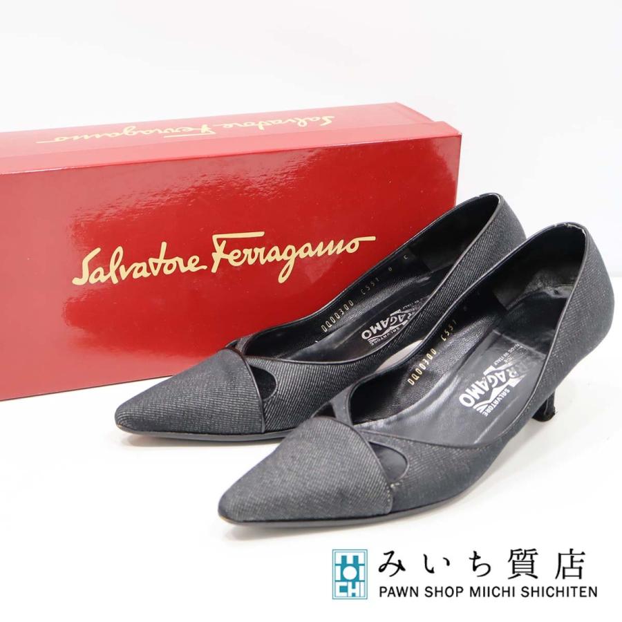 質屋 Salvatore Ferragamo フェラガモ ポインテッドトゥ ブラック 