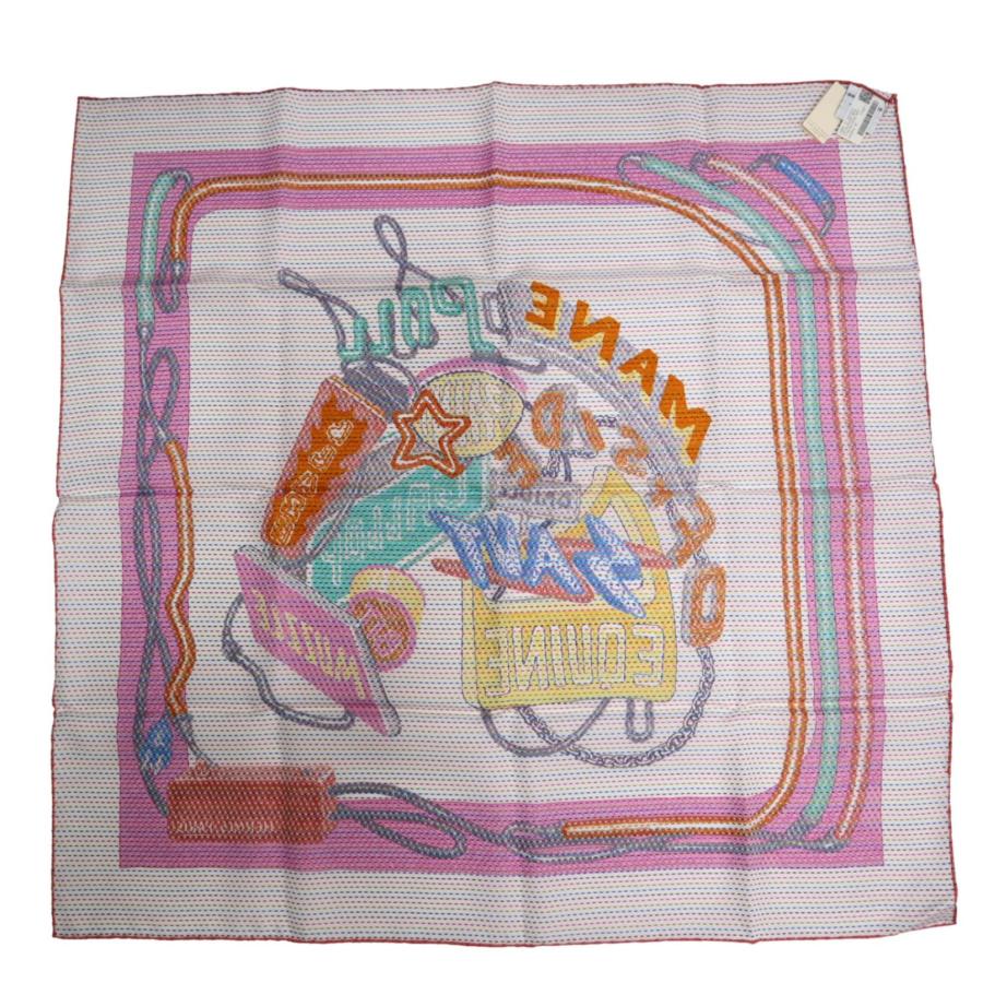 質屋 未使用 HERMES エルメス スカーフ カレ70 CHEVAL OSCOPE NEON