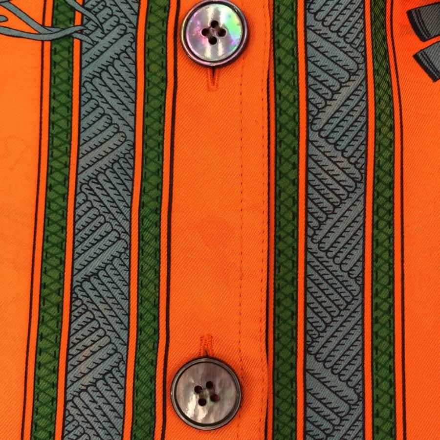 質屋 エルメス HERMES 服 オレンジ シャツ 40 サイズ シルク CUIRS DU