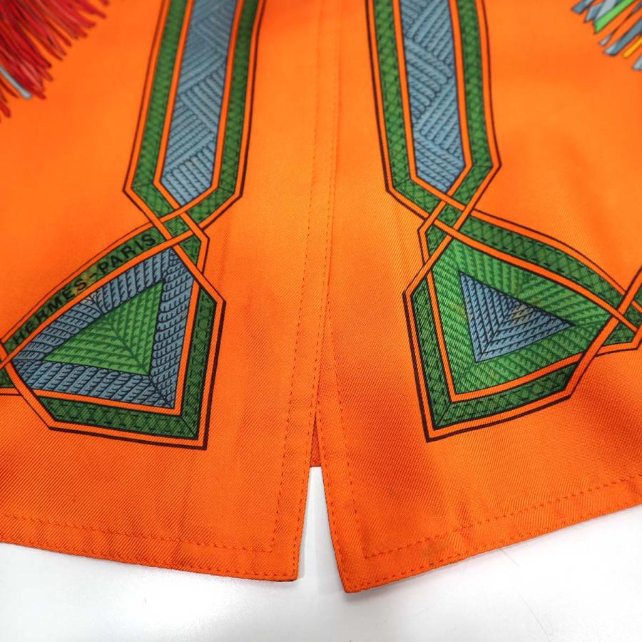 質屋 エルメス HERMES 服 オレンジ シャツ 40 サイズ シルク CUIRS DU