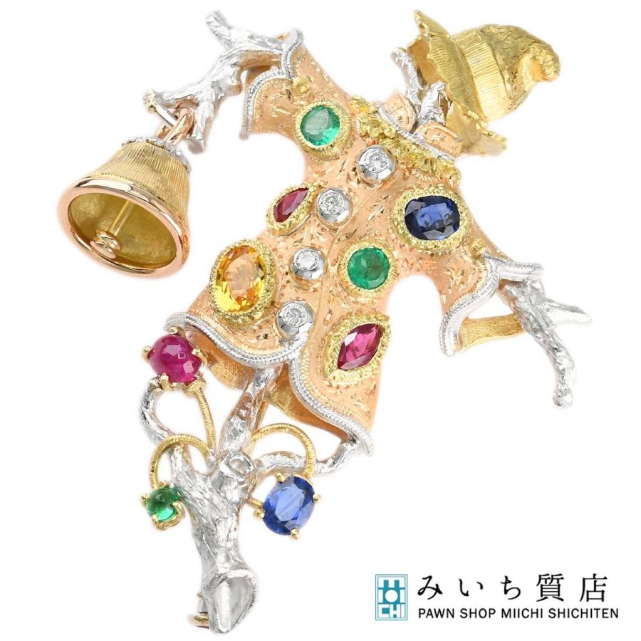 質屋 CAZZANIGA カッツァニーガ ブローチ 750 マルチ 22.16g 