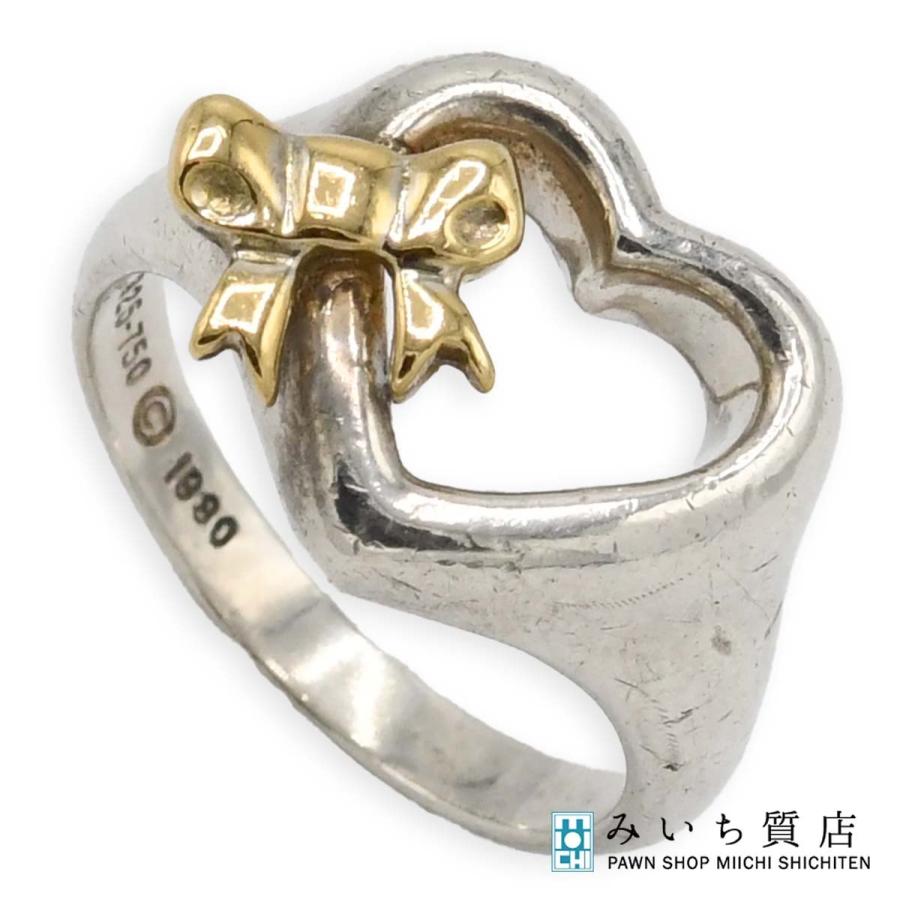 ティファニー　TIFFANY　ハートリボン　リング　指輪　シルバー　ゴールド TIFFANY&Co. ティファニー ハートリボン リング・指輪 シルバー/K18YG