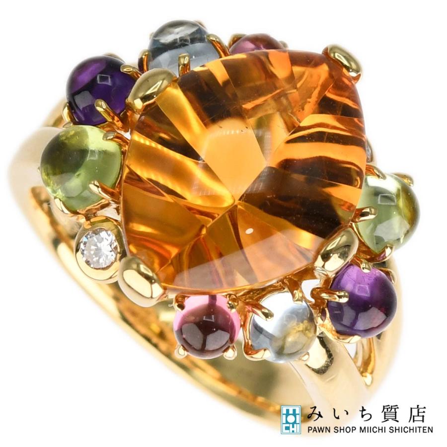 質屋 仕上済 TASAKI タサキ マルチストーン リング 指輪 ダイヤ K18