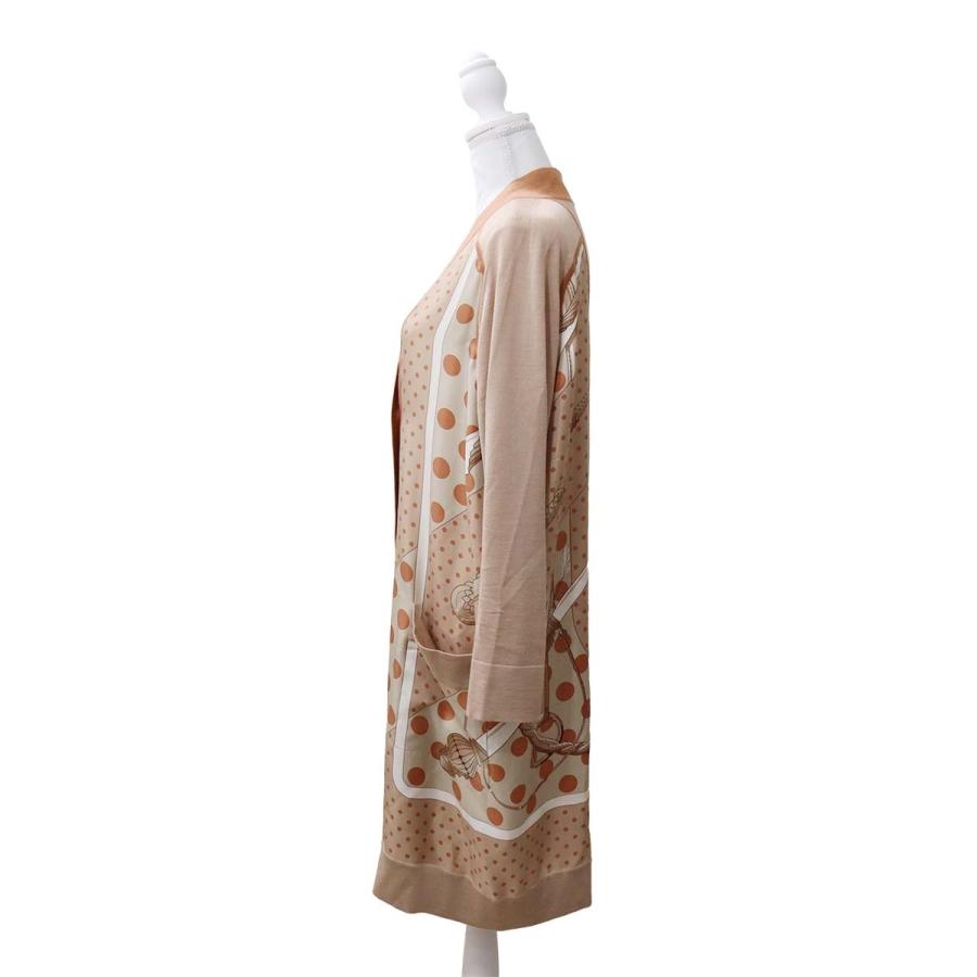 質屋 HERMES エルメス ツイルレーヌ ロングカーディガン Clic Clac a Pois クリッククラック ワンピース シルク 服 サイズ36 オレンジ系 H23220 みいち質店の画像