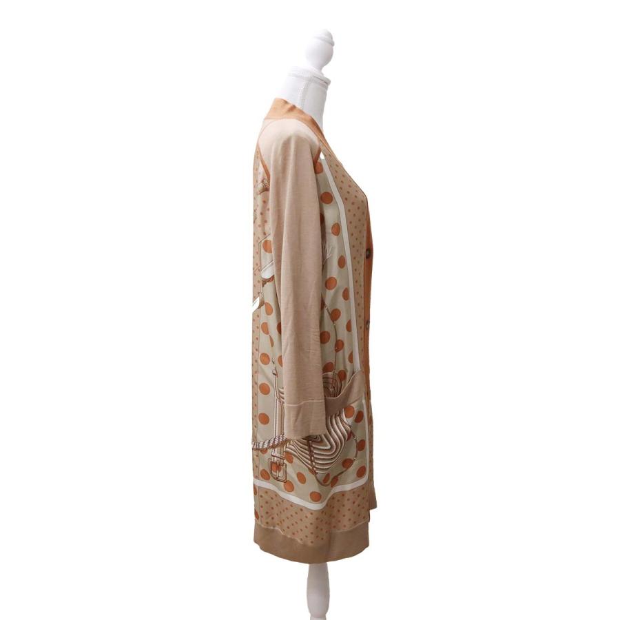 質屋 HERMES エルメス ツイルレーヌ ロングカーディガン Clic Clac a Pois クリッククラック ワンピース シルク 服 サイズ36 オレンジ系 H23220 みいち質店の画像