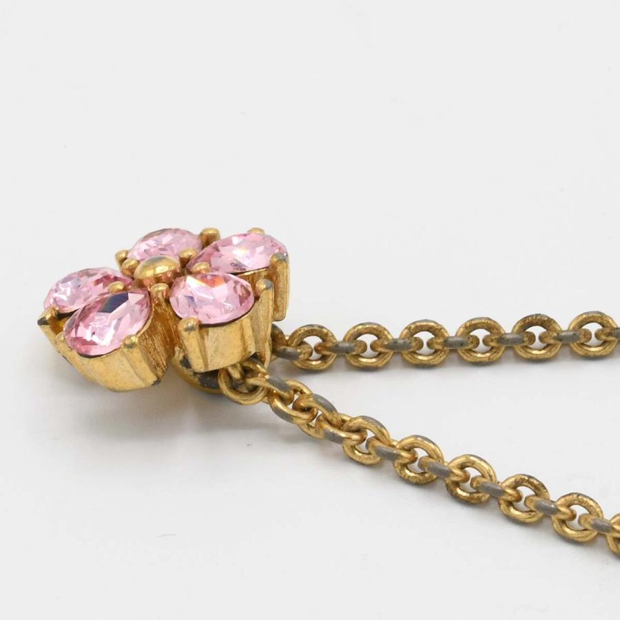 美品 ディオール Dior フラワー ネックレス ラインストーン ピンク 質屋 Christian Dior ディオール ネックレス 花 ピンク ラインストーン