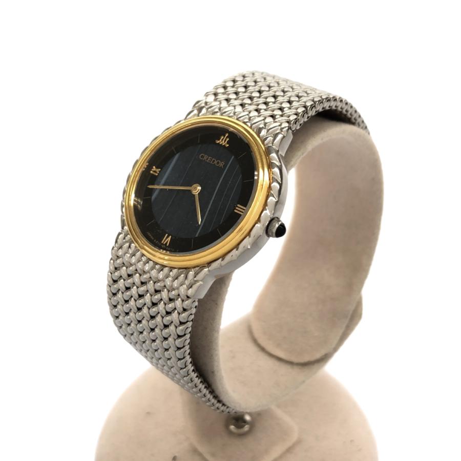 や*と様 CREDOR ベゼル 腕時計 クォーツ 18KT SS シルバーカラー 質屋 腕時計 稼働 SEIKO セイコー CREDOR クレドール SS 18KTベゼル