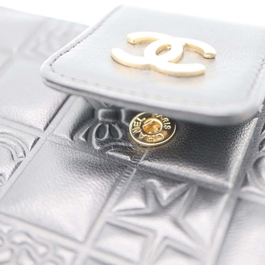 質屋 CHANEL シャネル 財布 アイコン ラムスキン 二つ折り 型押し W