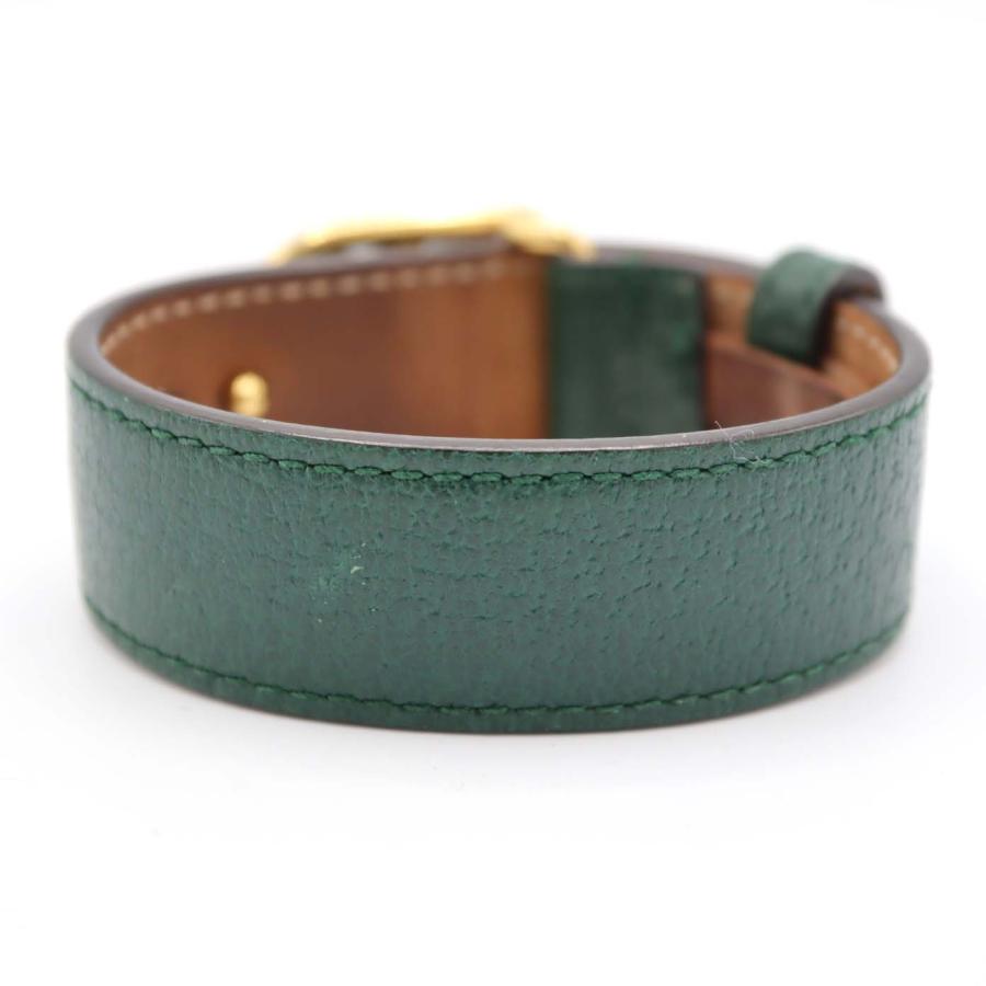 GUCCI グリーンレザーバングル 質屋 GUCCI グッチ ブレスレット GG レザー グリーン系 レディース