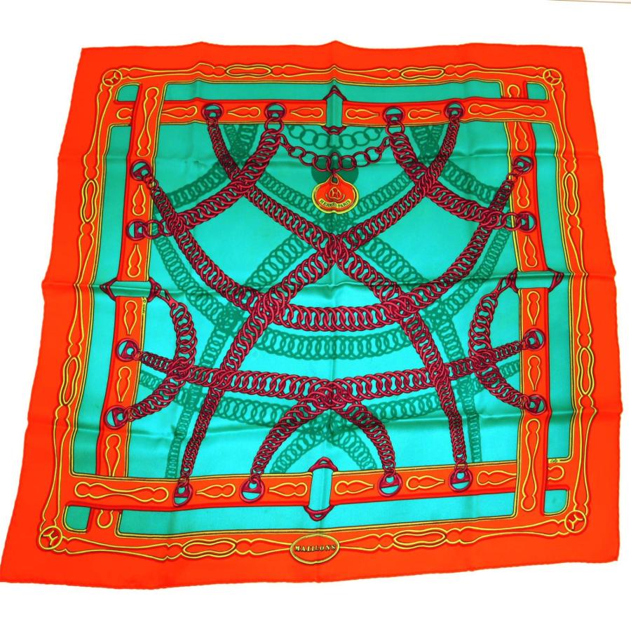 質屋 HERMES エルメス カレ70 MAILLONS 鎖の環 スカーフ シルク100
