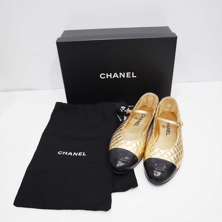 質屋 CHANEL シャネル フラットシューズ 371/2 約24.5cm メリー