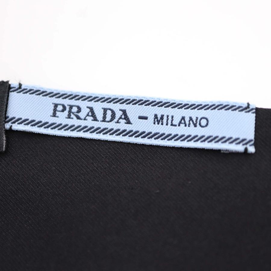 プラダ PRADA シルク スカーフ グレー ブラック 100×100 質屋 PRADA プラダ スカーフ リボンスカーフ リップスティック柄