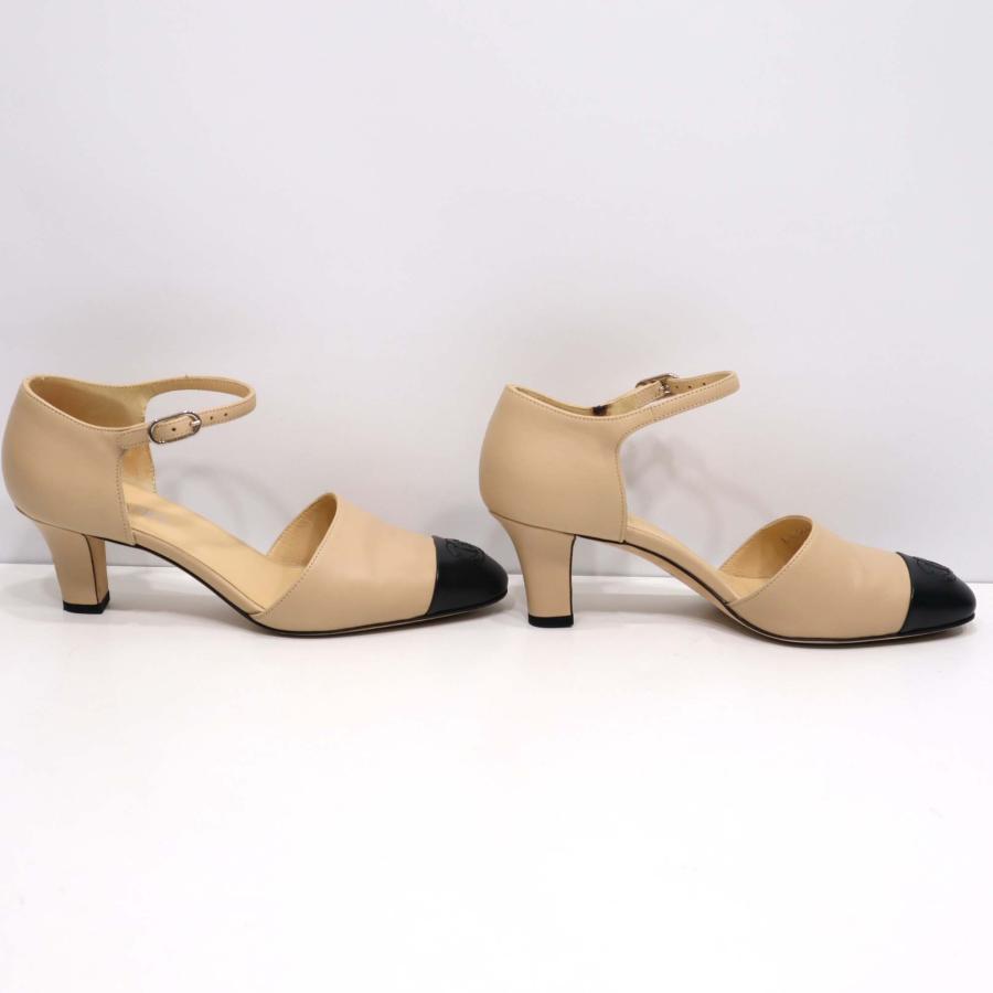 質屋 CHANEL シャネル ヒール G32857 37C 23.5cm ベージュ パンプス