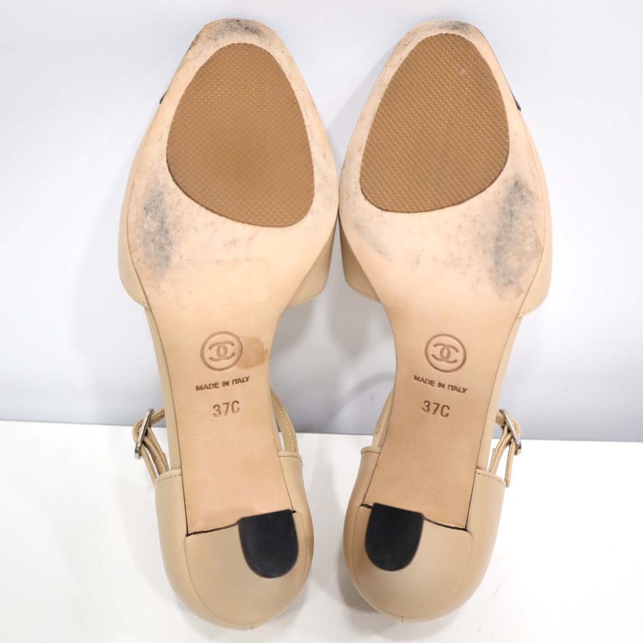 質屋 CHANEL シャネル ヒール G32857 37C 23.5cm ベージュ パンプス