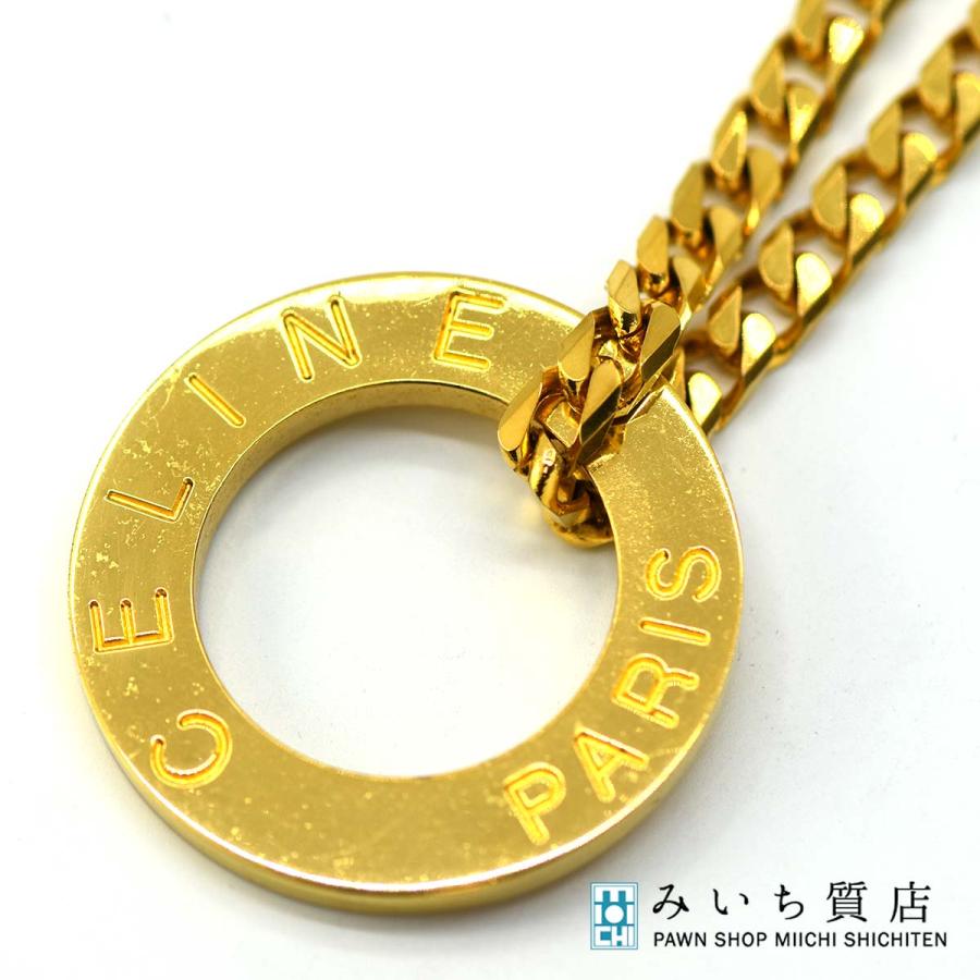 質屋 セリーヌ ネックレス 92 ゴールド色 ロング チェーン 69cm CELINE 