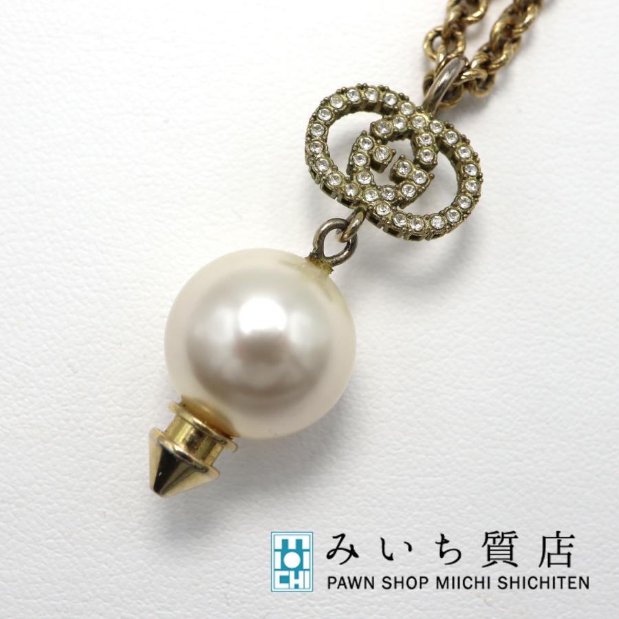 質屋 GUCCI グッチ ネックレス 4218G 8402 フェイクパール ライン