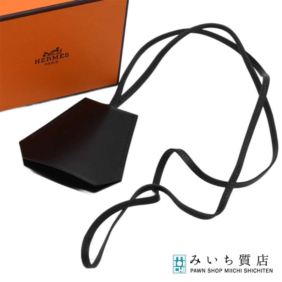 質屋 HERMES エルメス クロシェット キーリング ネックレス ブラック