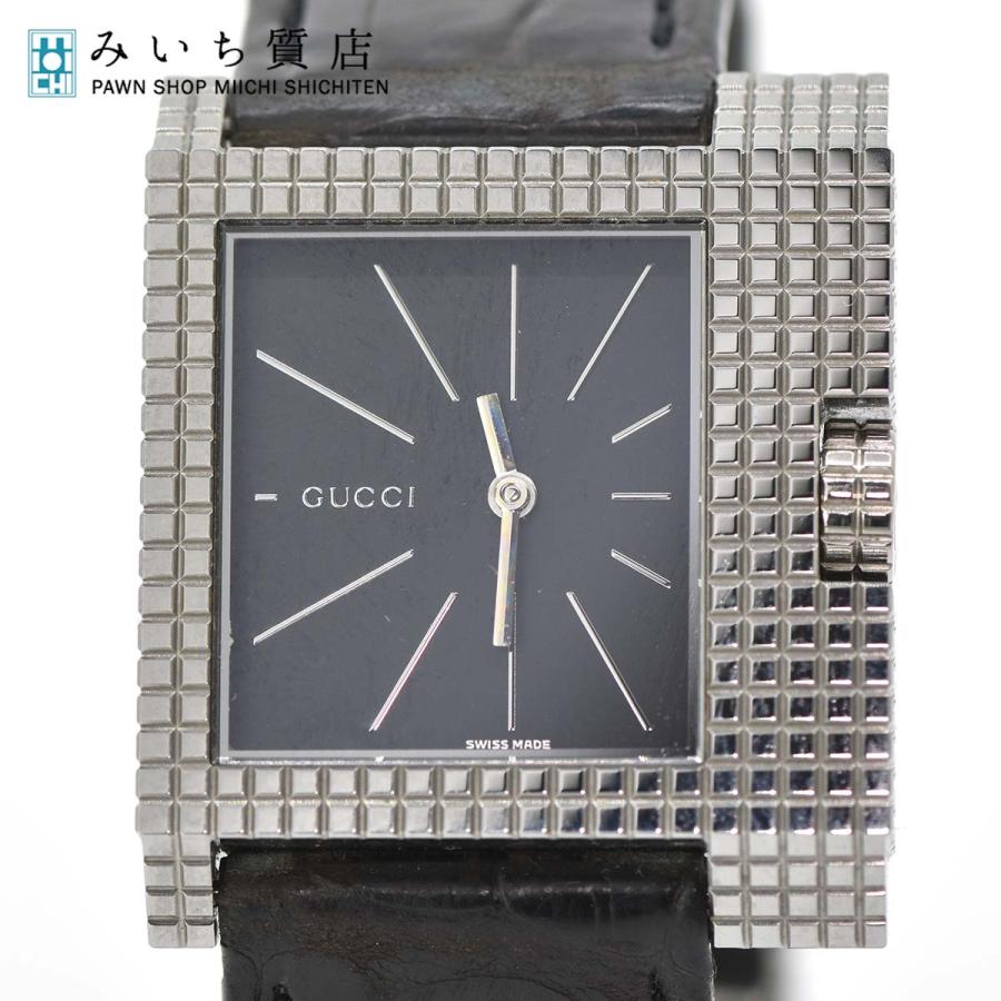 電池交換済】グッチ GUCCI 腕時計 7900M スクエア調 ブラック