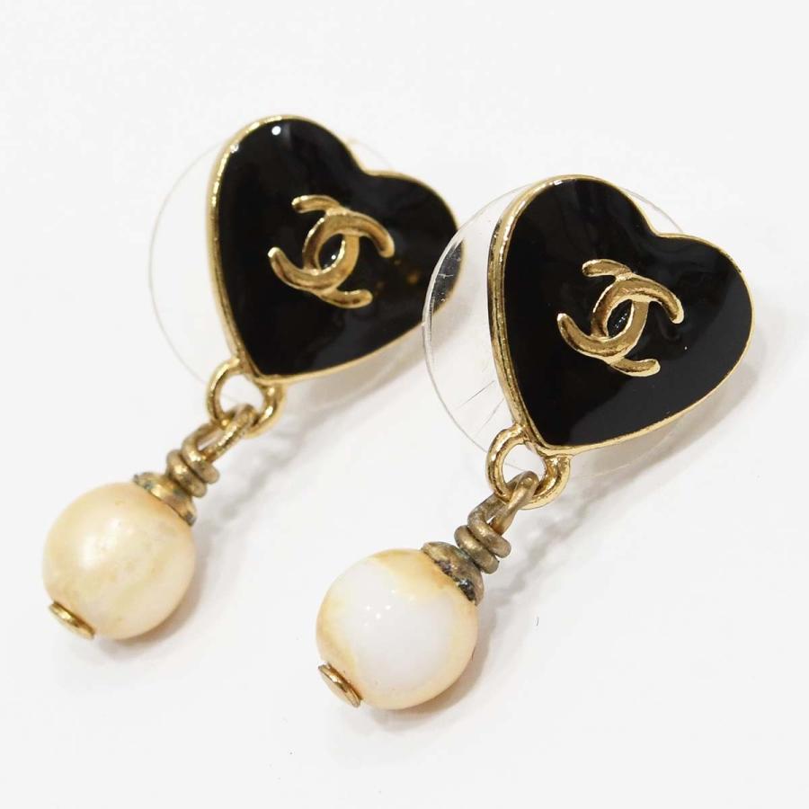 質屋 CHANEL シャネル ピアス ハート ココマーク フェイクパール 04A