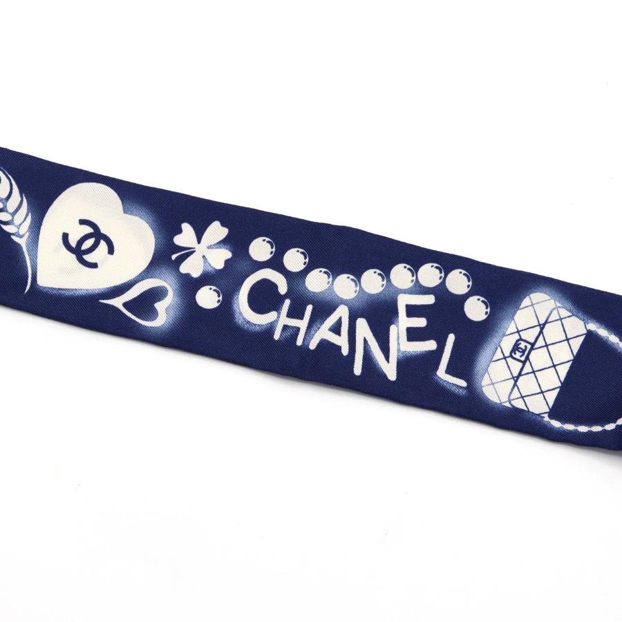 最終値下げCHANEL シャネル シルク 100%ツイリー スカーフ　ノベルティ 質屋 CHANEL シャネル ツイリー スカーフ シルク100 ブルー レディース