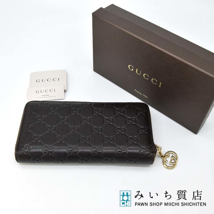 質屋 財布 GUCCI グッチ 307982 ラウンドファスナー ブラウン