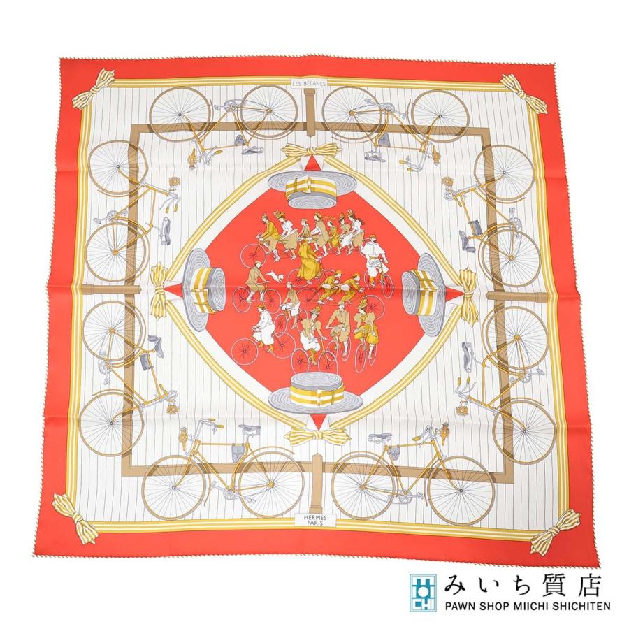質屋 HERMES エルメス スカーフ カレ70 LES BECANES 自動転 モチーフ