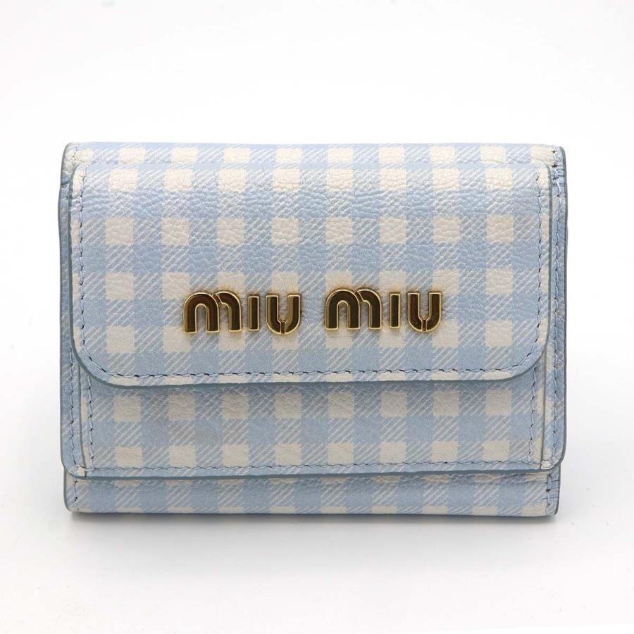 新品✨　MIUMIU マドラス　5ML014 三つ折り財布　限定モデル 質屋 MIUMIU ミュウミュウ 三つ折り 財布 MADRAS マドラス 5MH021 54V