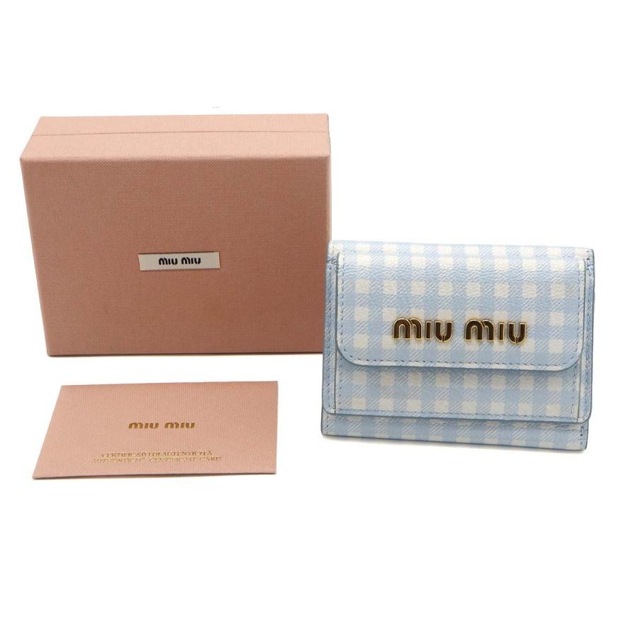 質屋 MIUMIU ミュウミュウ 三つ折り 財布 MADRAS マドラス 5MH021 54V