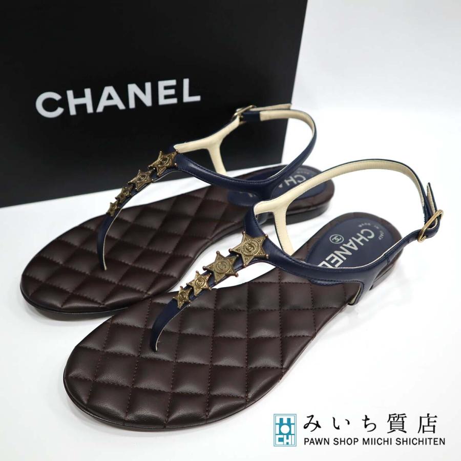 質屋 サンダル CHANEL シャネル スターチャーム 靴 レディース レザー