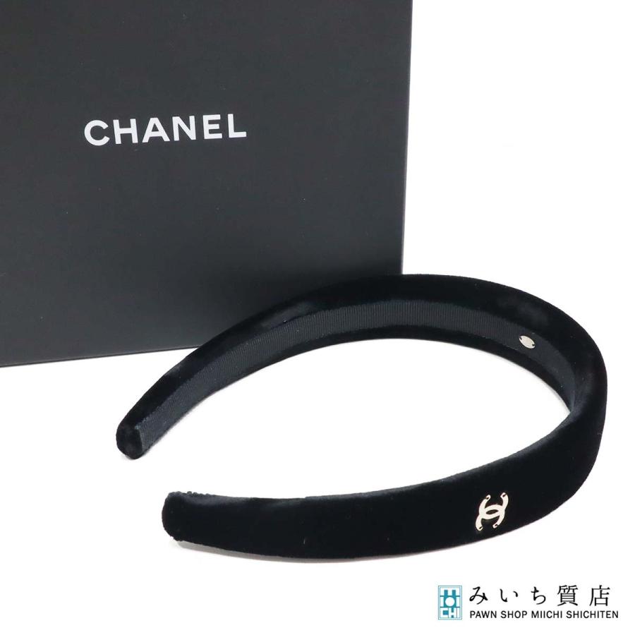 質屋 CHANEL シャネル カチューシャ ベロア AA8558 ココマーク 22B