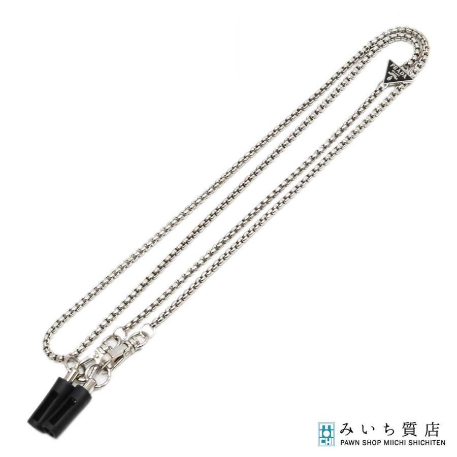 質屋 PRADA プラダ イヤホンチェーン メタルチェーン 三角ロゴ AirPods