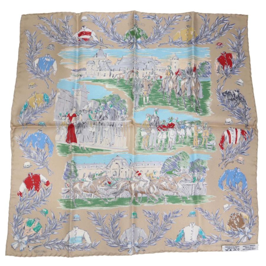 質屋 HERMES エルメス スカーフ カレ40 CHANTILLY 競技場 シルク100