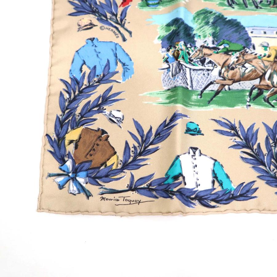 質屋 HERMES エルメス スカーフ カレ40 CHANTILLY 競技場 シルク100