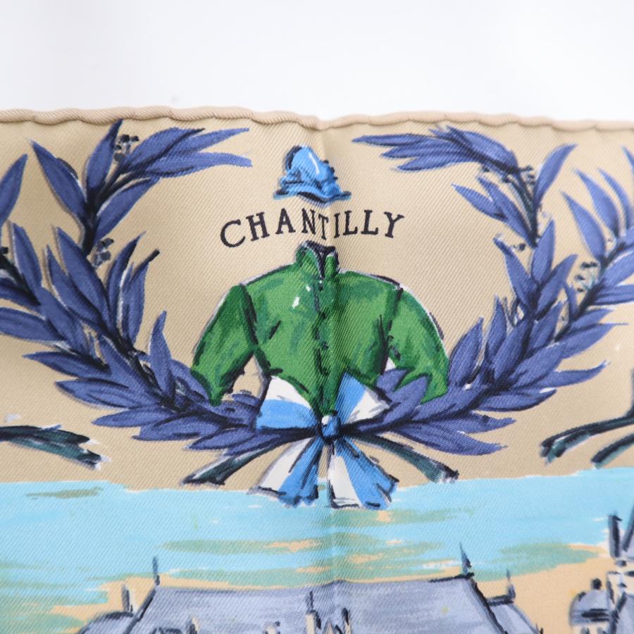 質屋 HERMES エルメス スカーフ カレ40 CHANTILLY 競技場 シルク100