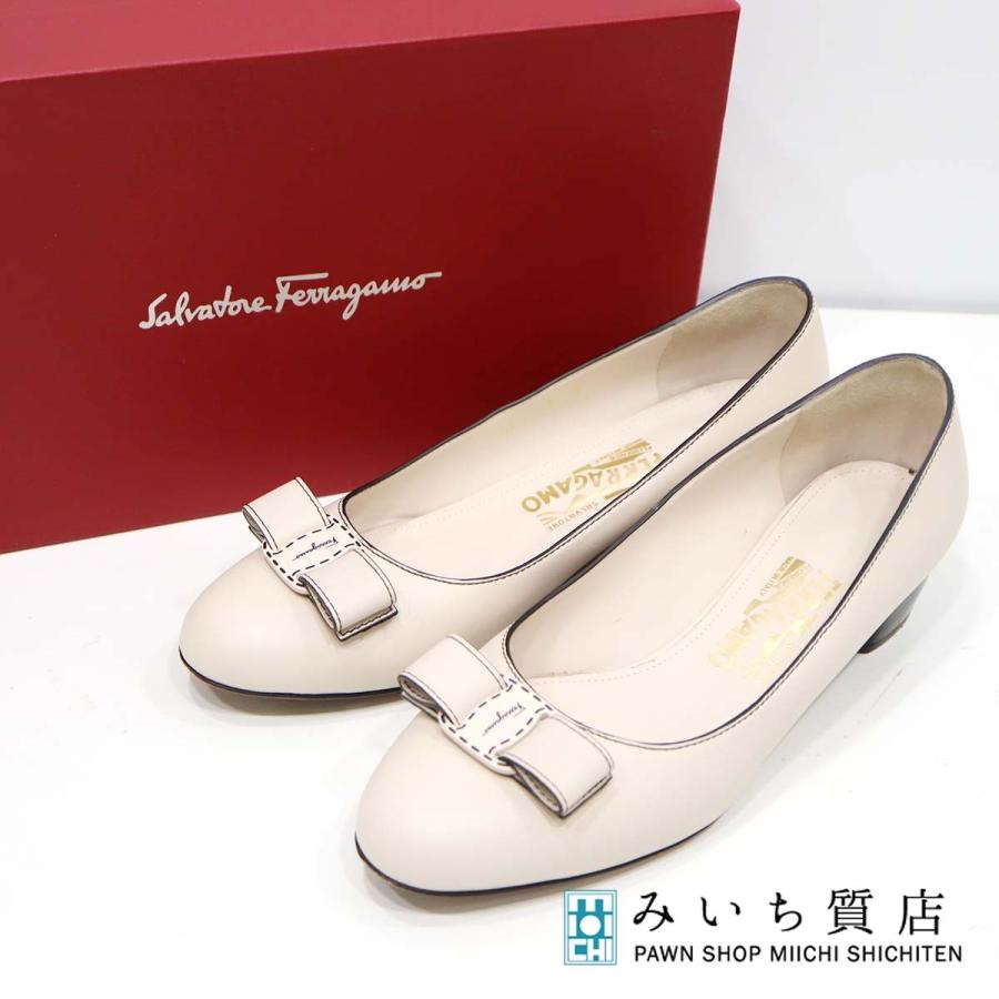 質屋 Salvatore Ferragamo フェラガモ ヴァラリボン パンプス フラット