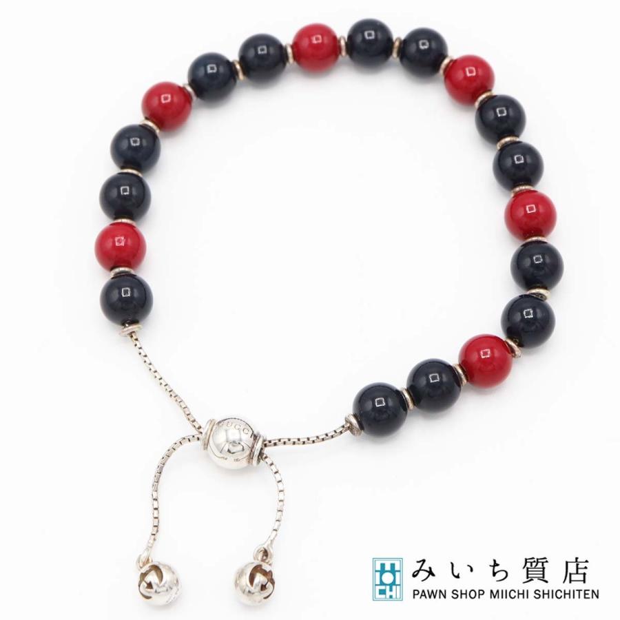質屋 GUCCI グッチ ブレスレット ブレス 数珠 16 Ag925 シルバー 赤×黒