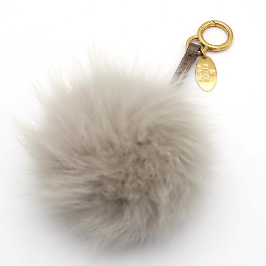 質屋 FENDI フェンディ チャーム ポンポンチャーム ファー グレー