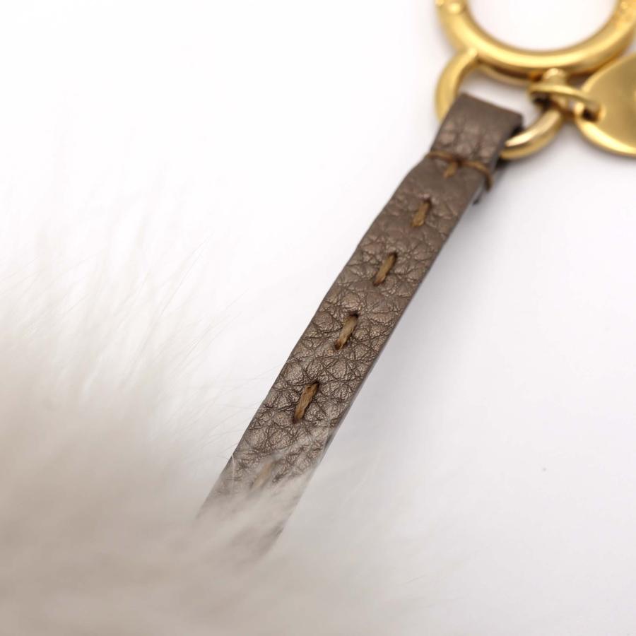 新品未使用 FENDI フェンディ ポンポンチャーム グレー キーホルダー 質屋 FENDI フェンディ チャーム ポンポンチャーム ファー グレー