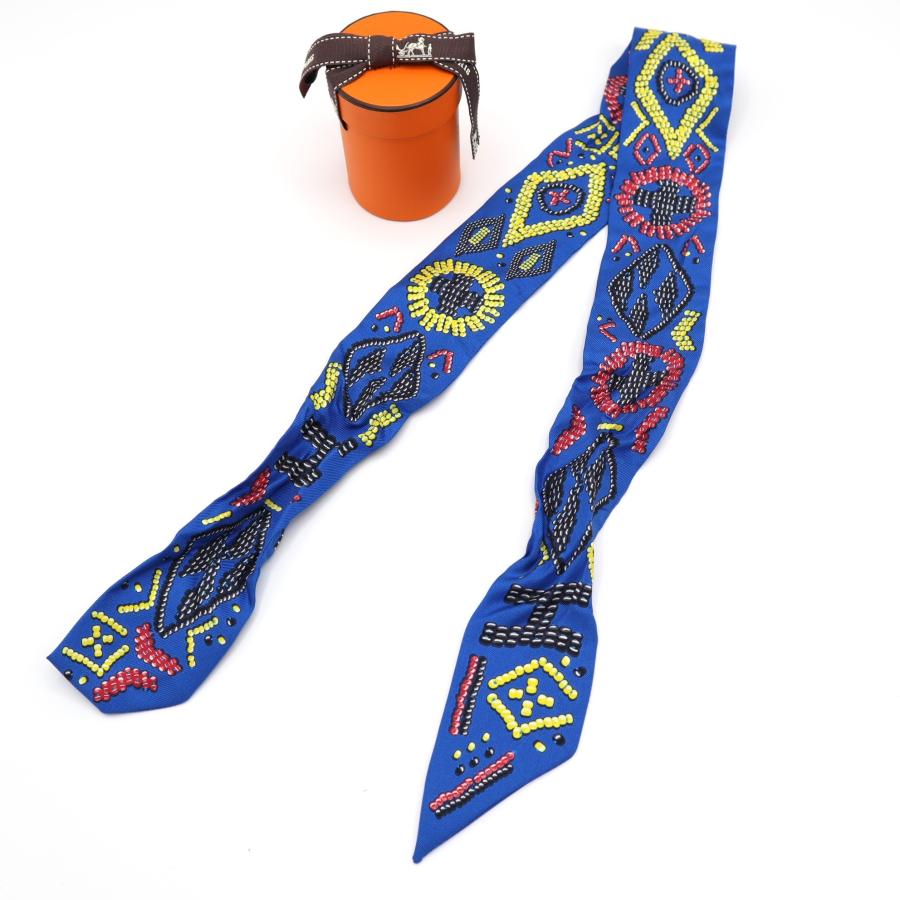 質屋 HERMES エルメス ツイリー ケリー アンぺルル ブルー スカーフ