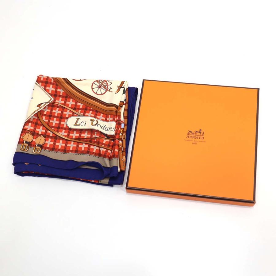質屋 HERMES エルメス カレ70 スカーフ Les Voitures Nouvelles