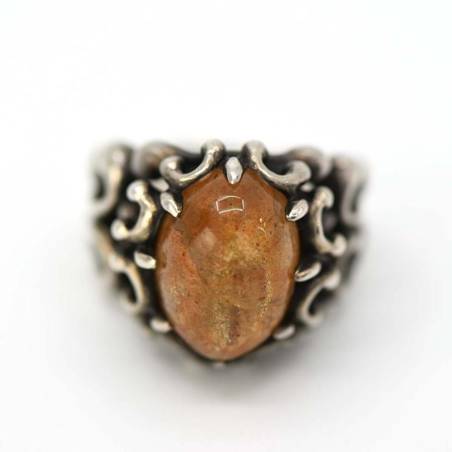 質屋 geodesique ジィオデシック リング SV950 9.5号 オレンジ色石