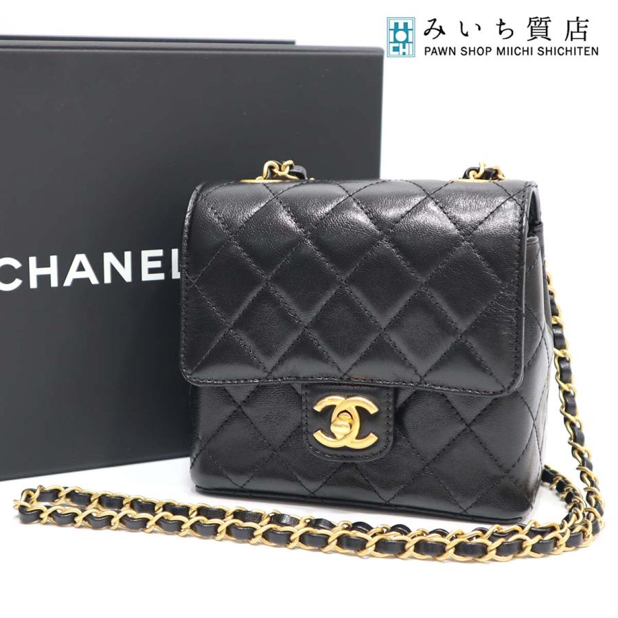 質屋 未使用 シャネル CHANEL ミニ フラップバッグ ラムスキン AS3648 